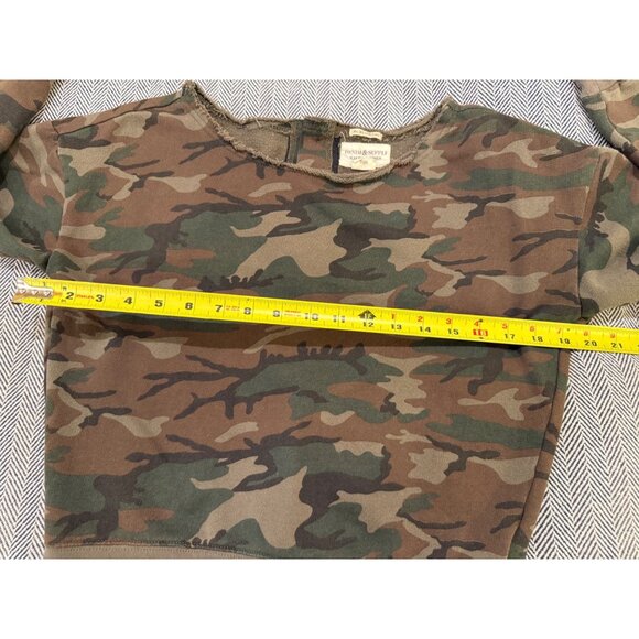 Camo Print RL Boyfriend Cotton Sweatshirt Ralph Lauren Button Back XS - Picture 6 of 7